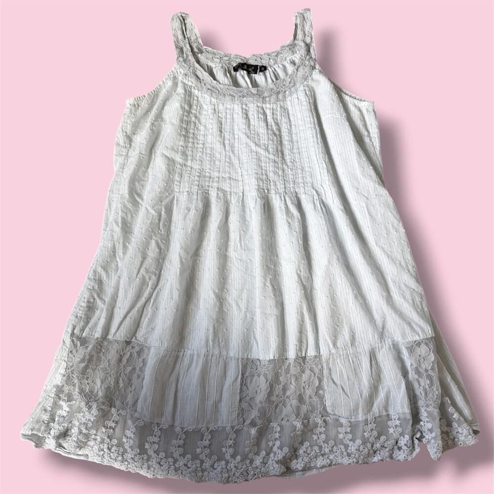 Positano by Jean Paul white lace babydoll dress with lace trim, size M
